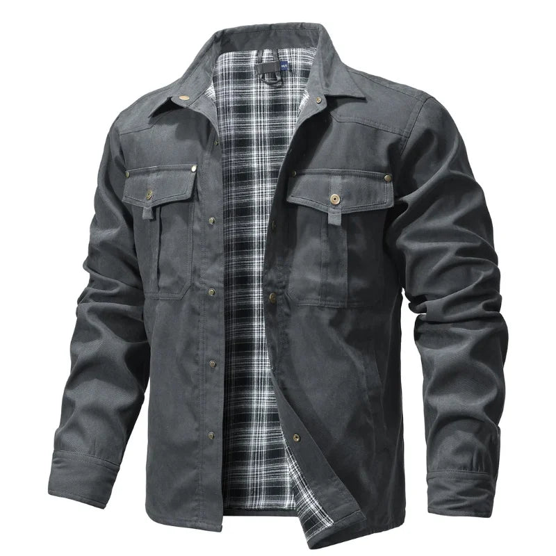 Chaquetas para hombre, camisa forrada de franela de primavera, abrigo, sudadera informal con botones a presión, estilo vaquero occidental, Top de alta calidad, talla estadounidense