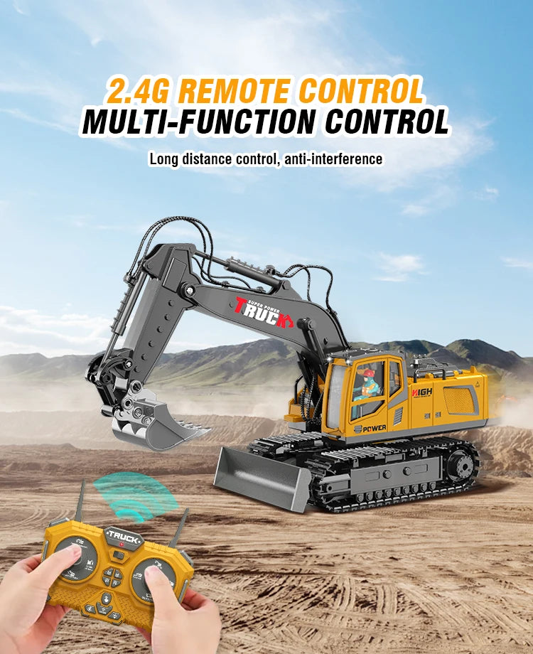 Excavadora RC 17 Canales Control Remoto 2.4G Camión Construcción