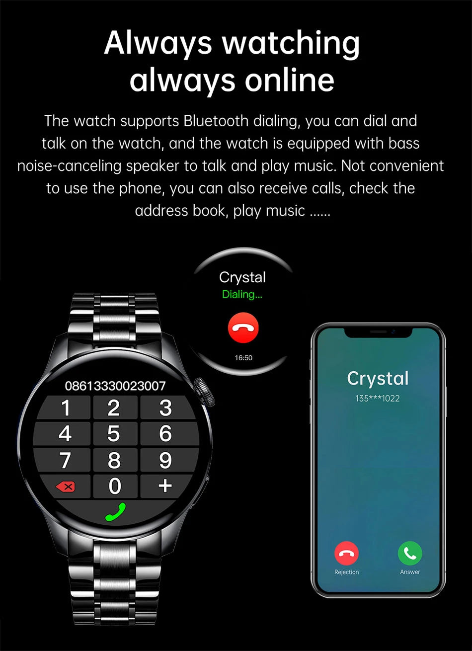 Smartwatch LIGE hombre, llamadas Bluetooth, pantalla AMOLED, resistente al agua
