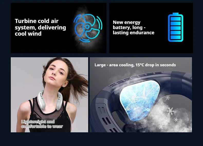 Ventilador de Cuello Portátil con Semiconductor Sin Aspas