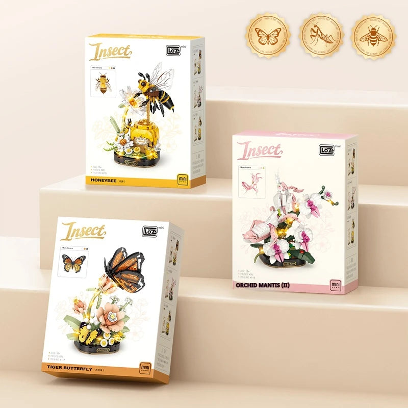 Bloques de Construcción de la Serie de Insectos Brillantes LOZ, Mini Modelo DIY, Decoración para el Hogar, Regalo de Cumpleaños para Adultos