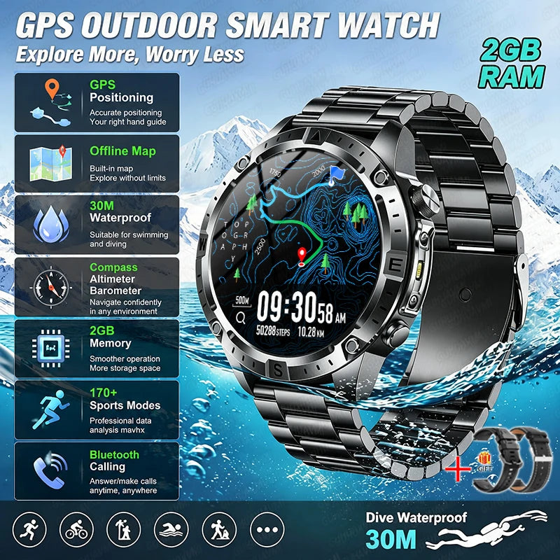 Reloj Inteligente con GPS, Mapa Offline, Linterna y 170 Deportes