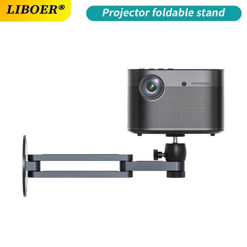 Soporte de montaje en pared para proyector, soporte de pared plegable ajustable multiángulo con rotación de 360 grados, soporte para proyector de aleación de aluminio
