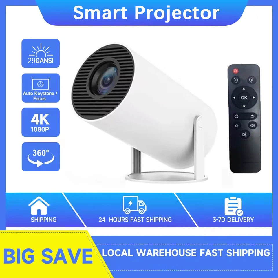 Nuevo Proyector HY300 2026, 4K, Android 11, Wifi6, 290ANSI, Allwinner H713, BT5.0, 1080P, 1280*720P, Cine, Portátil para Exteriores ﻿
