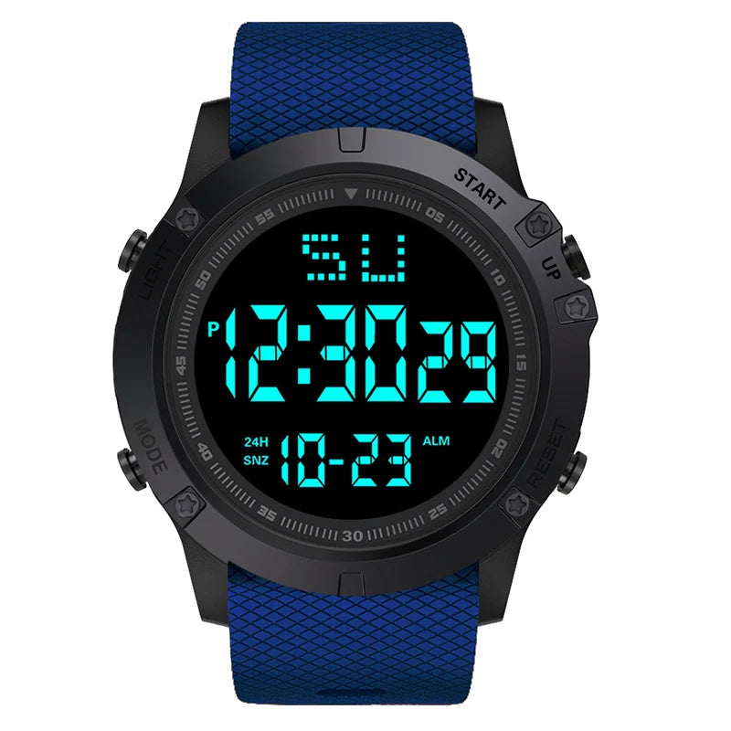 Relojes deportivos para hombre, esfera negra, reloj deportivo militar multifunción, reloj electrónico Digital LED resistente al agua para hombre y niño