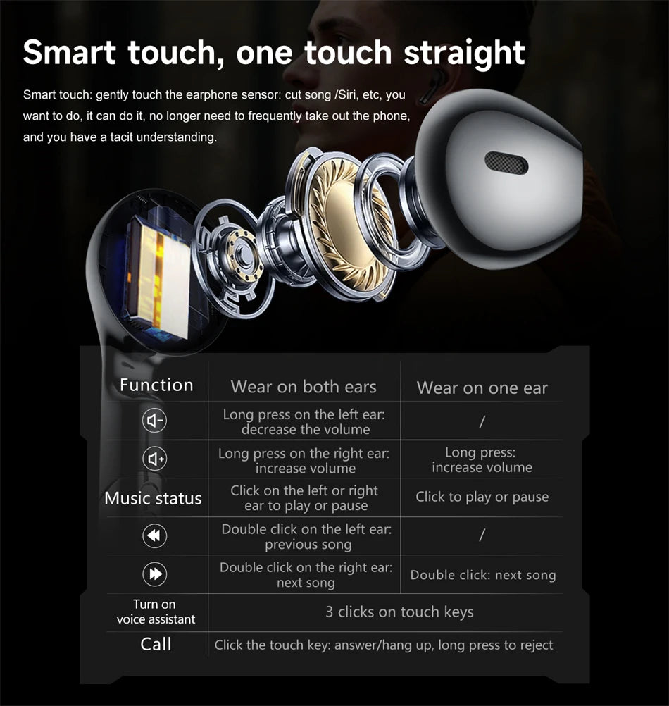 Reloj Inteligente 2 en 1 con Auriculares NFC para Hombre