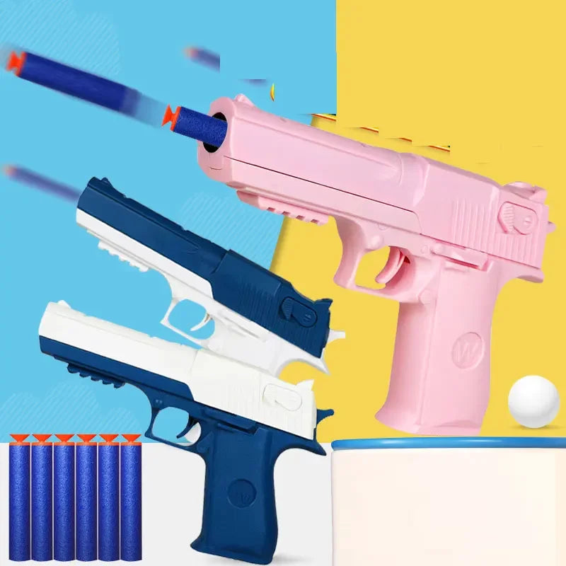 Pistolas de juguete para niños, pistola de plástico Manual, juguete de espuma para dardos, lanzador de modelo de tiro para niños y niñas, juegos al aire libre
