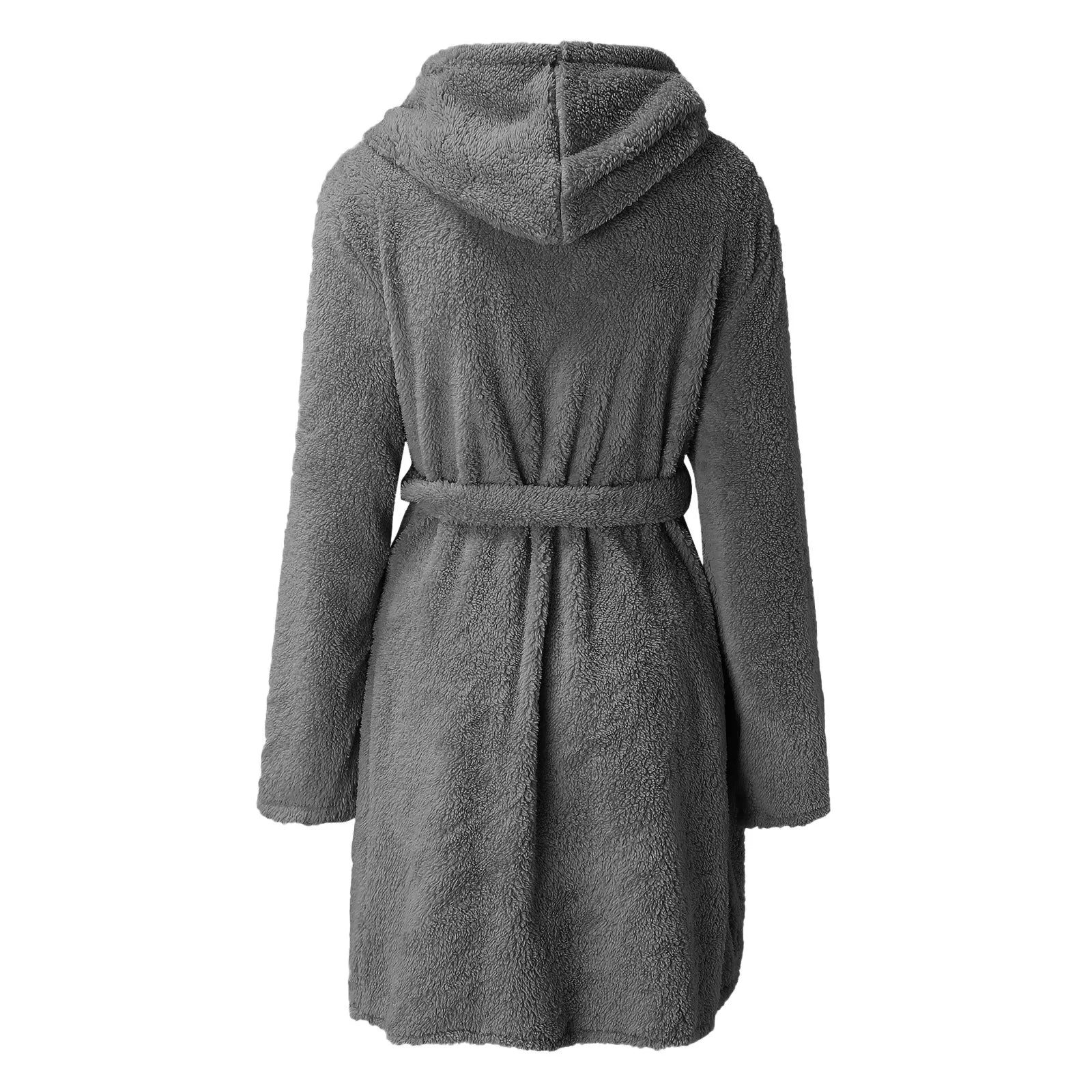 Otoño Invierno mujer bata de baño Sexy pijamas de felpa esponjosos señoras con capucha vestido de Color sólido Albornoz cálido ropa de descanso femenina