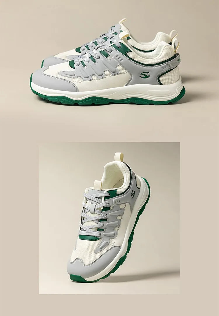 HOBIBEAR Zapatos para caminar unisex con punta ancha, zapatillas deportivas con cordones, para viajes al aire libre, de cuero artificial y malla, para correr