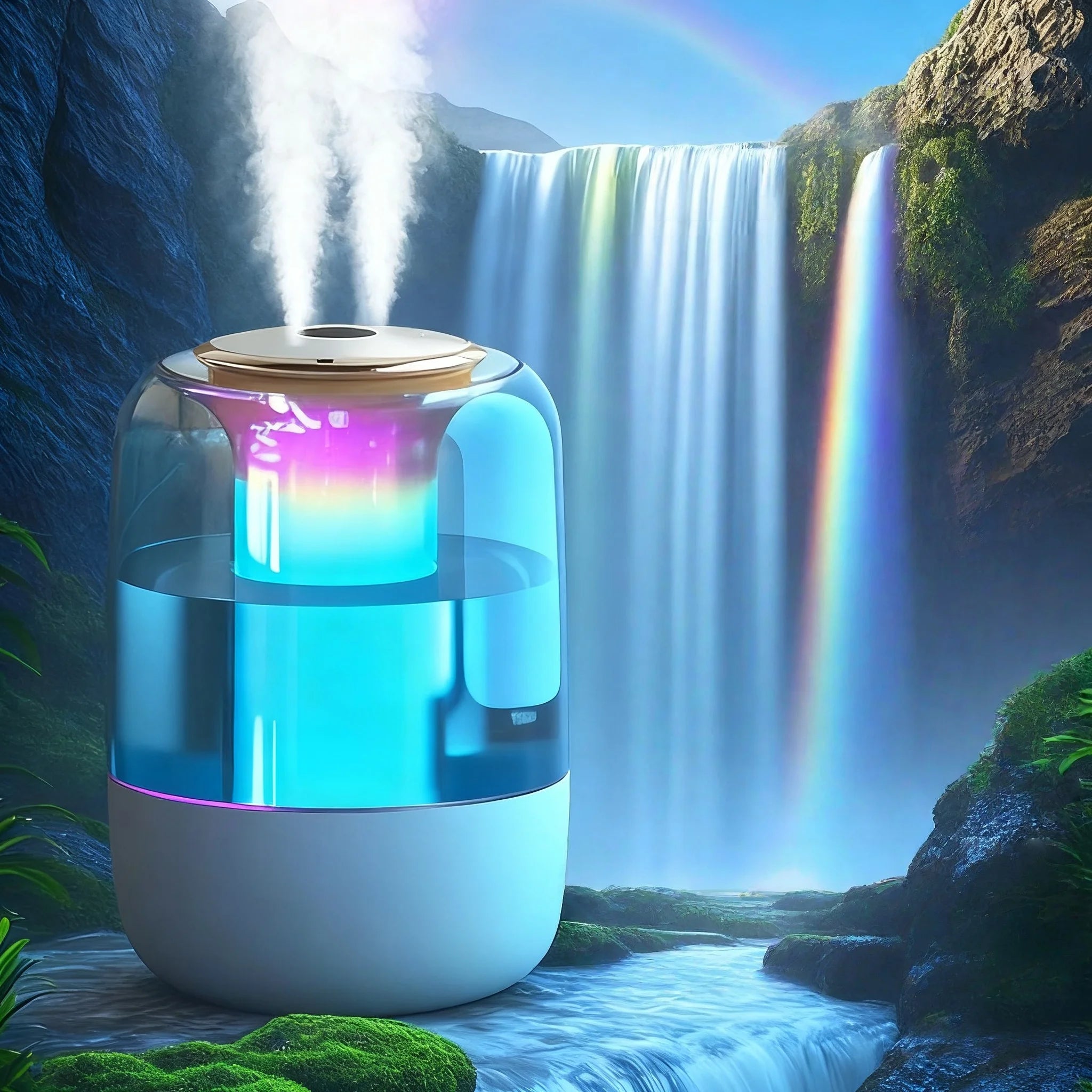 Humidificador de doble pulverización, luz ambiental, niebla silenciosa, sensor inteligente para monitoreo en tiempo real y ajuste de humedad
