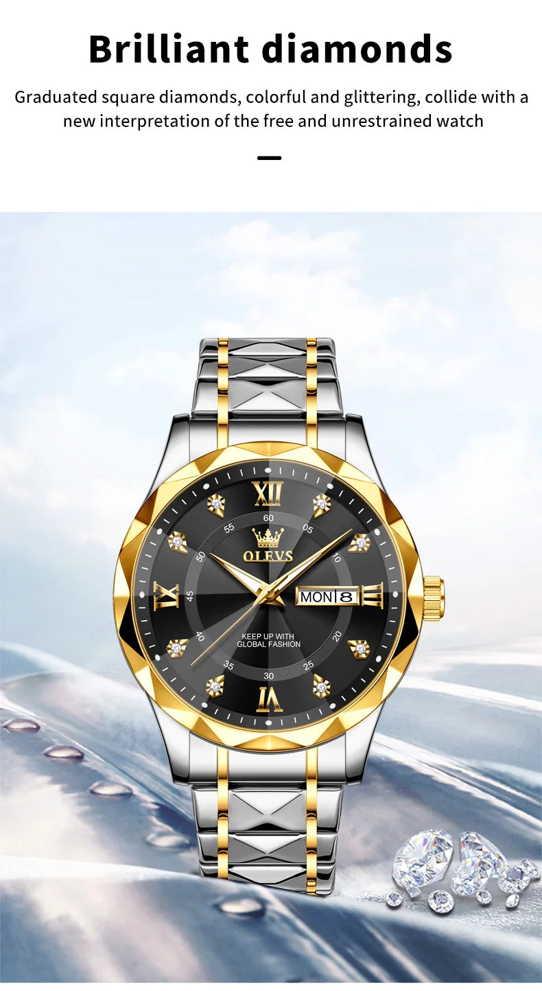 Reloj de Cuarzo OLEVS para Hombre con Calendario de Acero Inoxidable