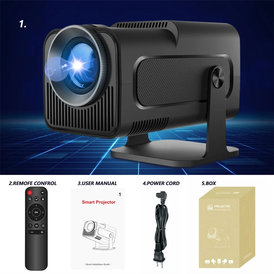 2025 4K Android 11 Proyector Nativo 1080P 390ANSI HY320 Dual Wifi6 BT5.0 1920*1080P Cine Proyector portátil actualizado HY300
