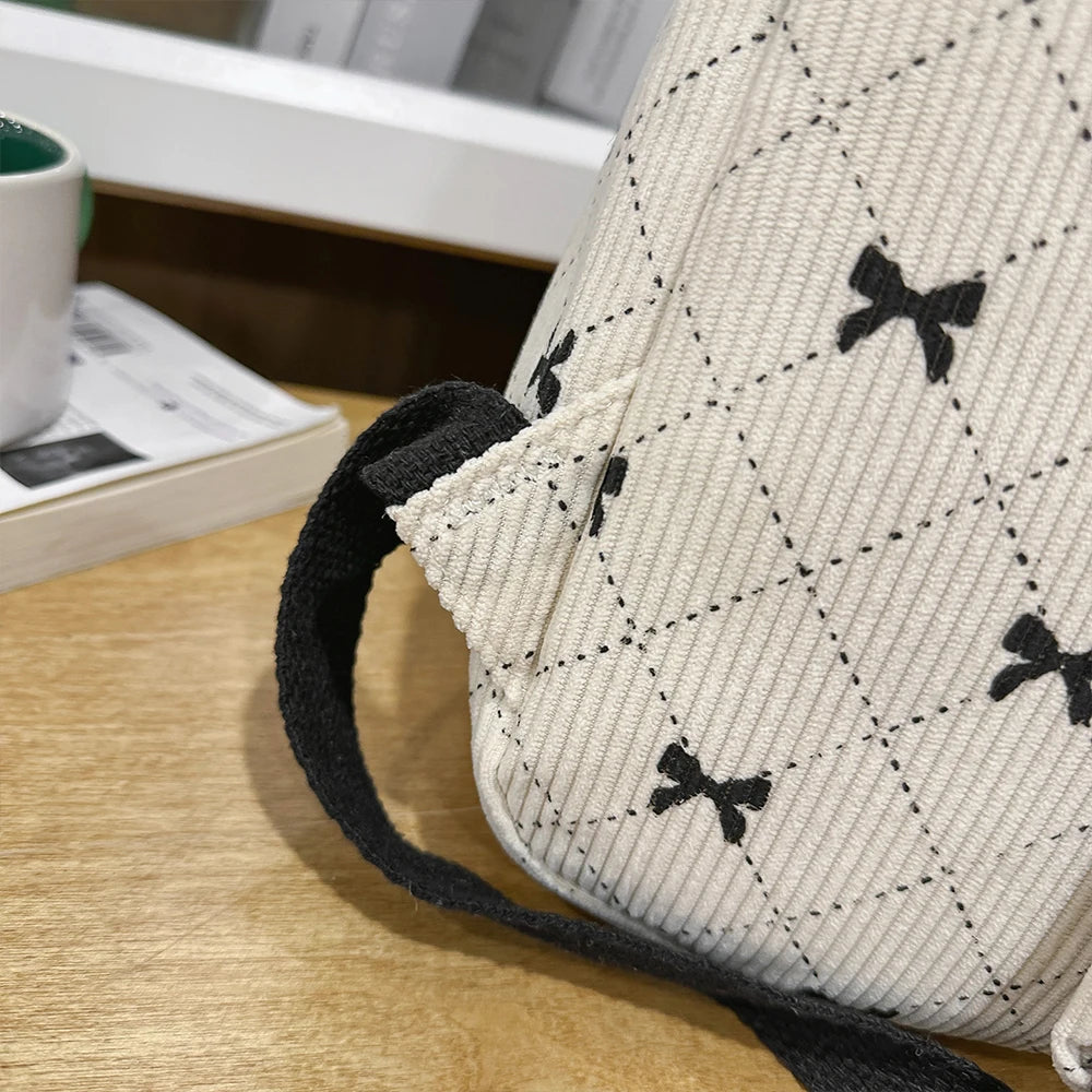 Mochila de Pana para Mujer, Gran Capacidad Estilo Universitario para Viajes