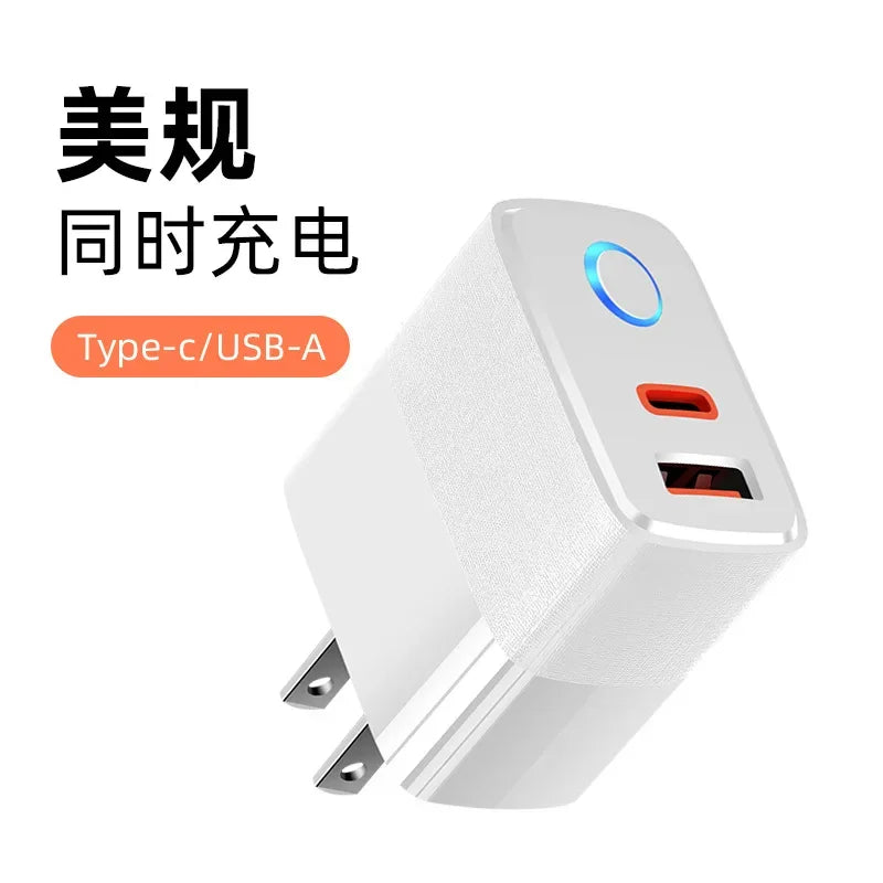 Cargador Rápido Doble Puerto PD+QC5.0 con Indicador LED