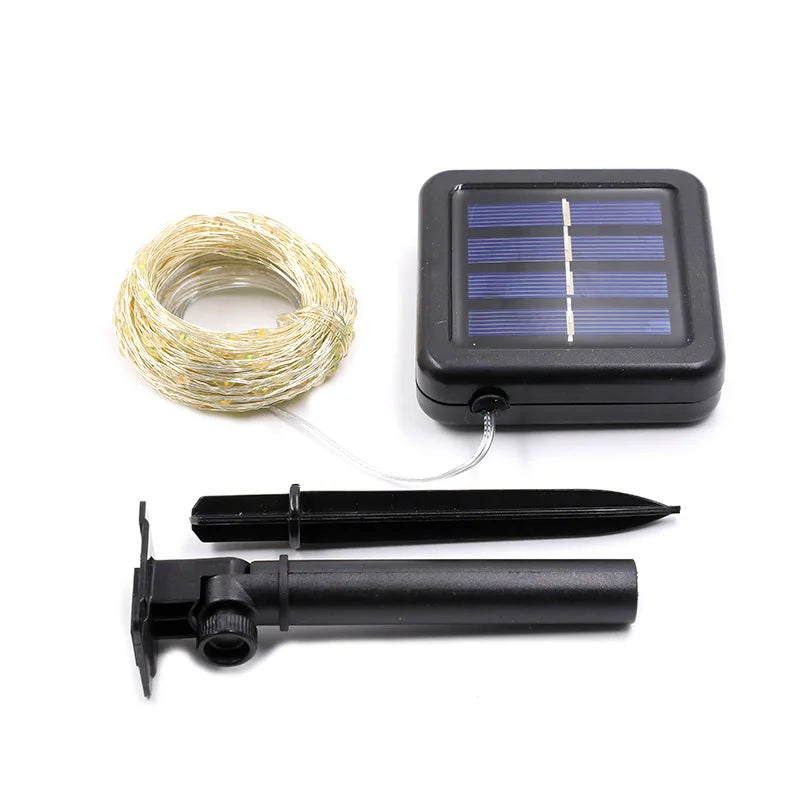 Guirnalda de luces LED solares impermeables para jardín navideño