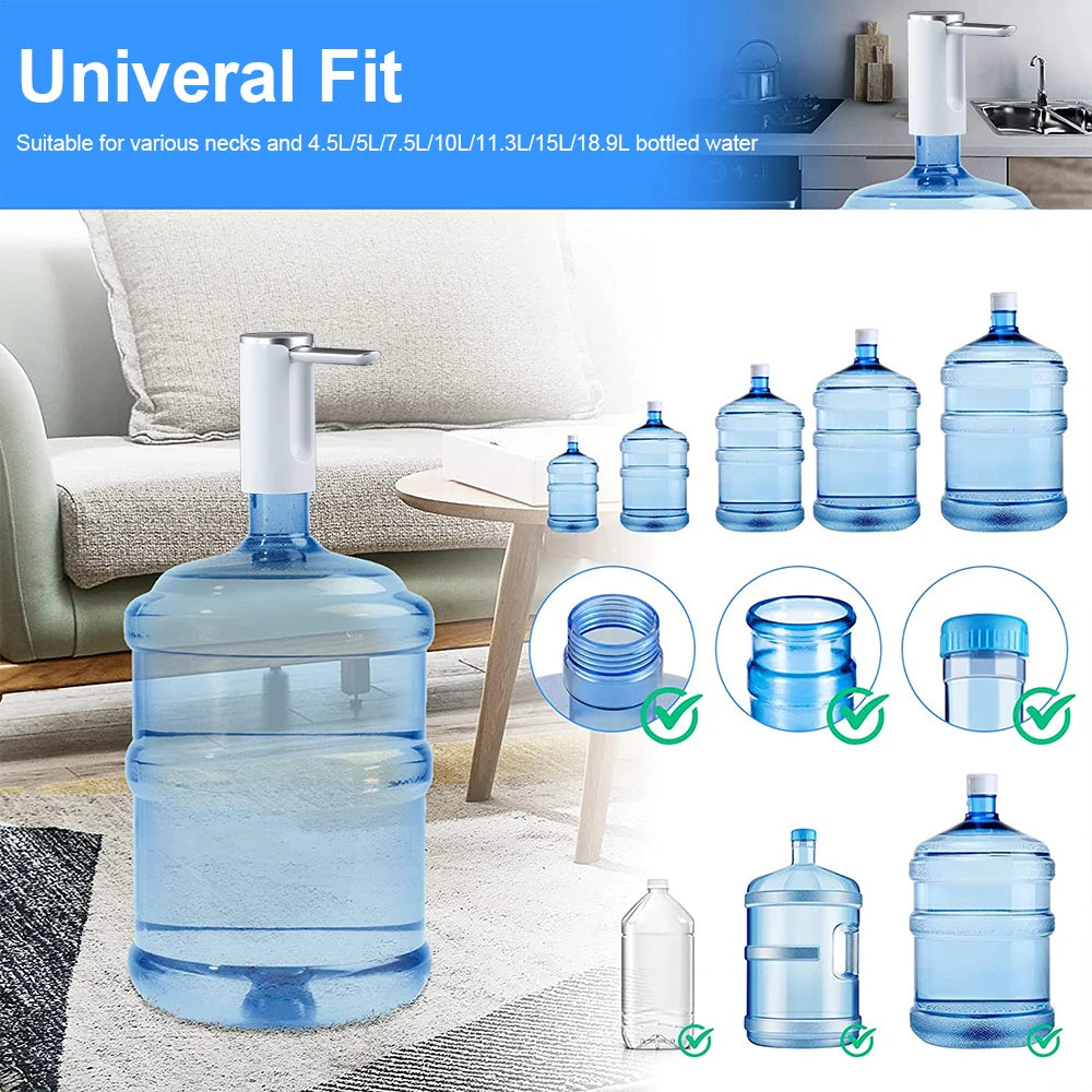Bomba dispensadora de agua eléctrica para garrafón de 19 litros, recargable USB