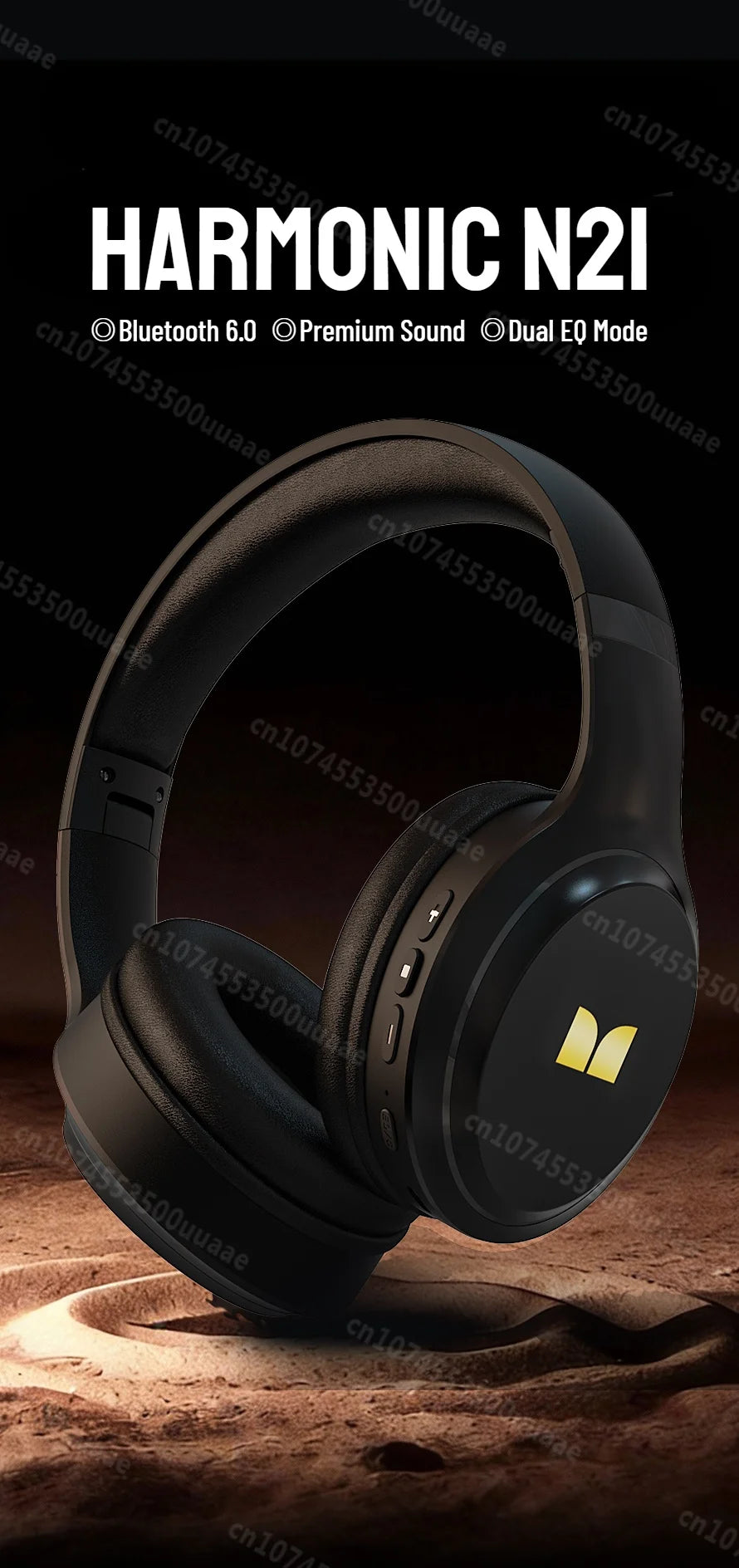 Auriculares Bluetooth 6.0 Monster Harmonic N21 con Modo EQ Dual, Sonido Estéreo Envolvente, Plegables, con Cable/Inalámbricos