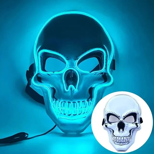 Máscara de Neón LED Luminosa para Fiestas, Máscara Divertida de The Purge: El Año de la Elección, Suministros de Disfraces para Festivales y Cosplay, Máscara de Esqueleto que Brilla en la Oscuridad