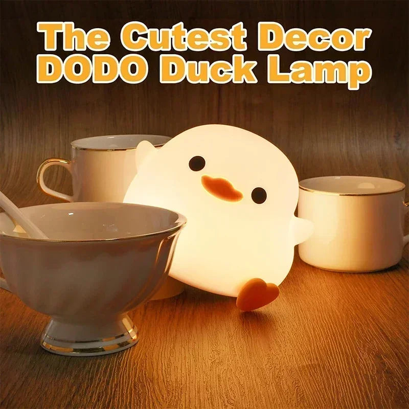 Lámpara Nocturna Do Do Duck, Lámpara de Noche de Silicona Suave para Habitación Infantil, Lámparas de Mesa Táctiles Recargables por USB para Dormitorios, Decoración de Sala de Estar