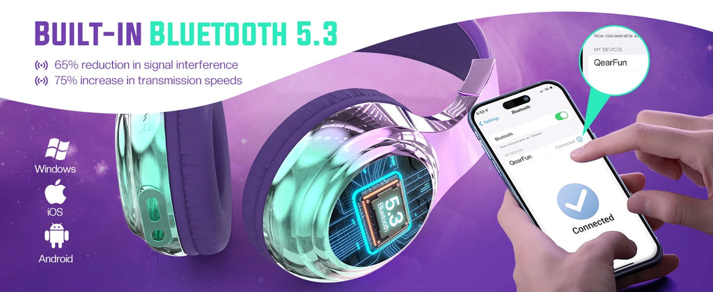 Auriculares Bluetooth Infantiles Plegables para Viajes