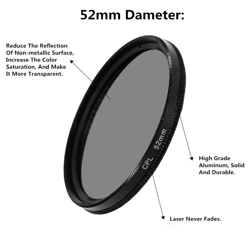 Filtro Lente CPL 52mm para Celular con Clip Universal