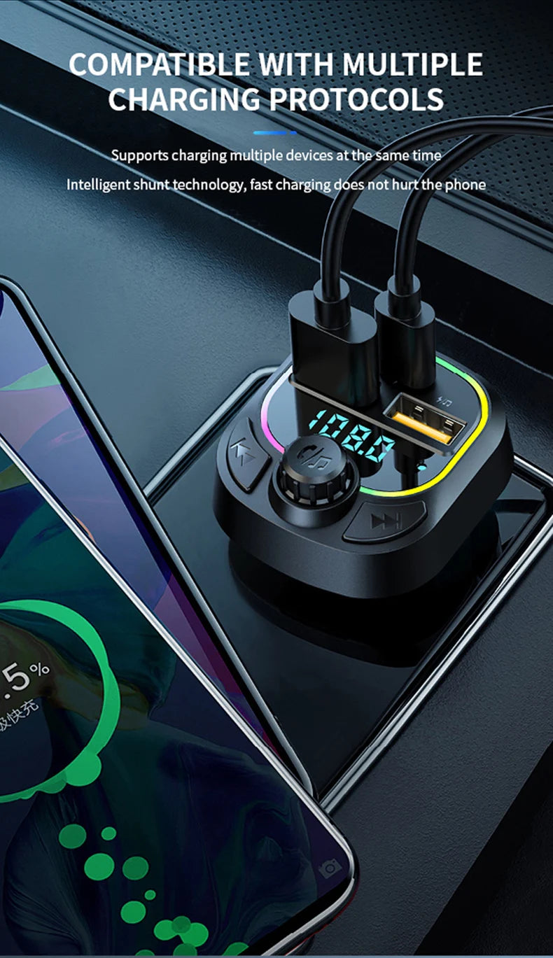 Transmisor FM Bluetooth para Auto Manos Libres con Cargador USB