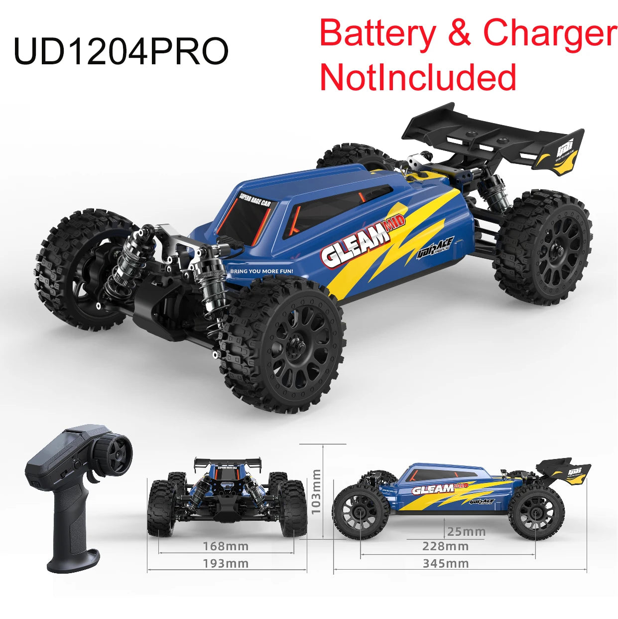 Camioneta RC 1/12 4WD sin Escobillas, Ultra Rápida, Todoterreno para Desierto