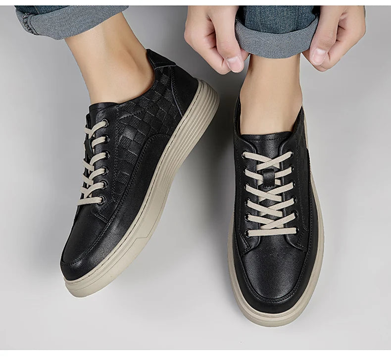 Zapatos Casuales de Cuero Genuino para Hombre - Suela Gruesa