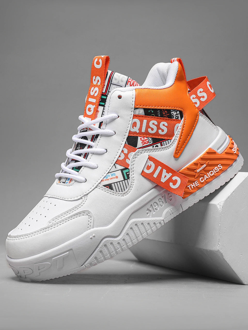 Zapatillas de plataforma con grafiti para hombre, estilo urbano, con cordones