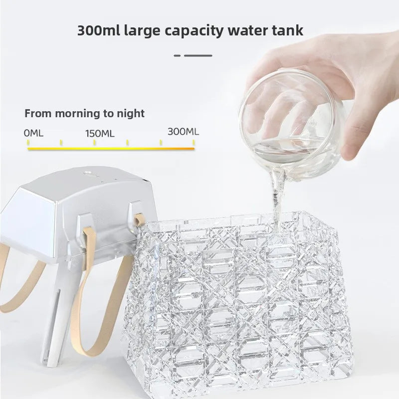 Humidificador ultrasónico con bolsa de cristal 300 ml, difusor de aromas USB con luces de color