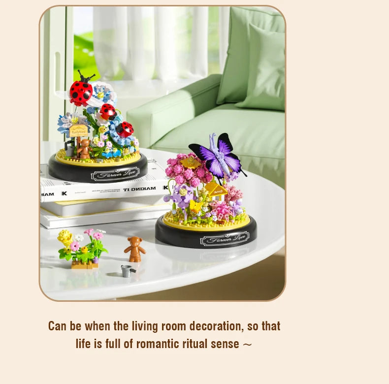 Bloques de Construcción de Flores e Insectos DIY con Cubierta