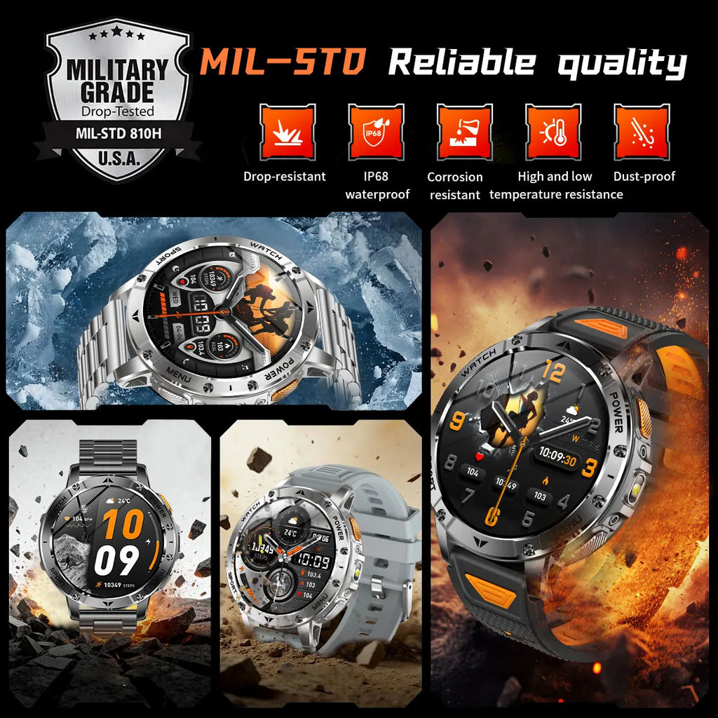 Reloj Inteligente Militar 1400mAh 10ATM SOS