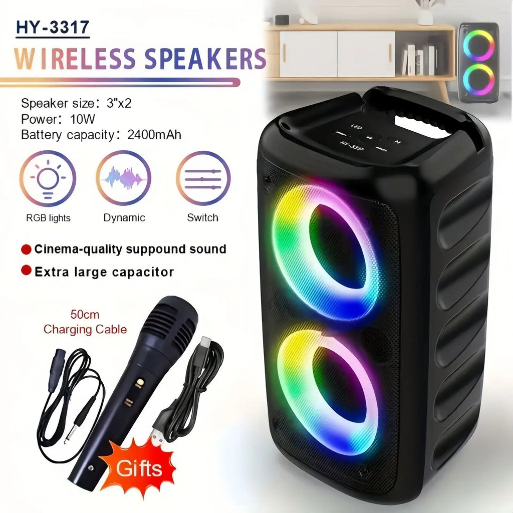 Altavoz inalámbrico De Karaoke con Bluetooth, Subwoofer portátil con micrófono, Radio, lámpara FM, caja De sonido, música, LED, TWS, Caixa De Som