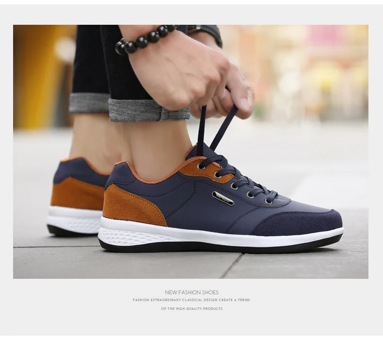 Zapatos YRZL para hombre, zapatillas impermeables para caminar para primavera y otoño, zapatos deportivos de cuero para hombre, zapatillas cómodas antideslizantes para hombre