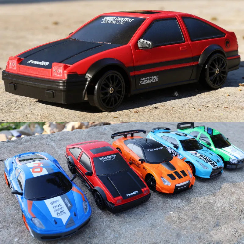 Coche de Carreras Teledirigido 2.4G 4WD, Modelos AE86, GTR, Ferrari, BMW