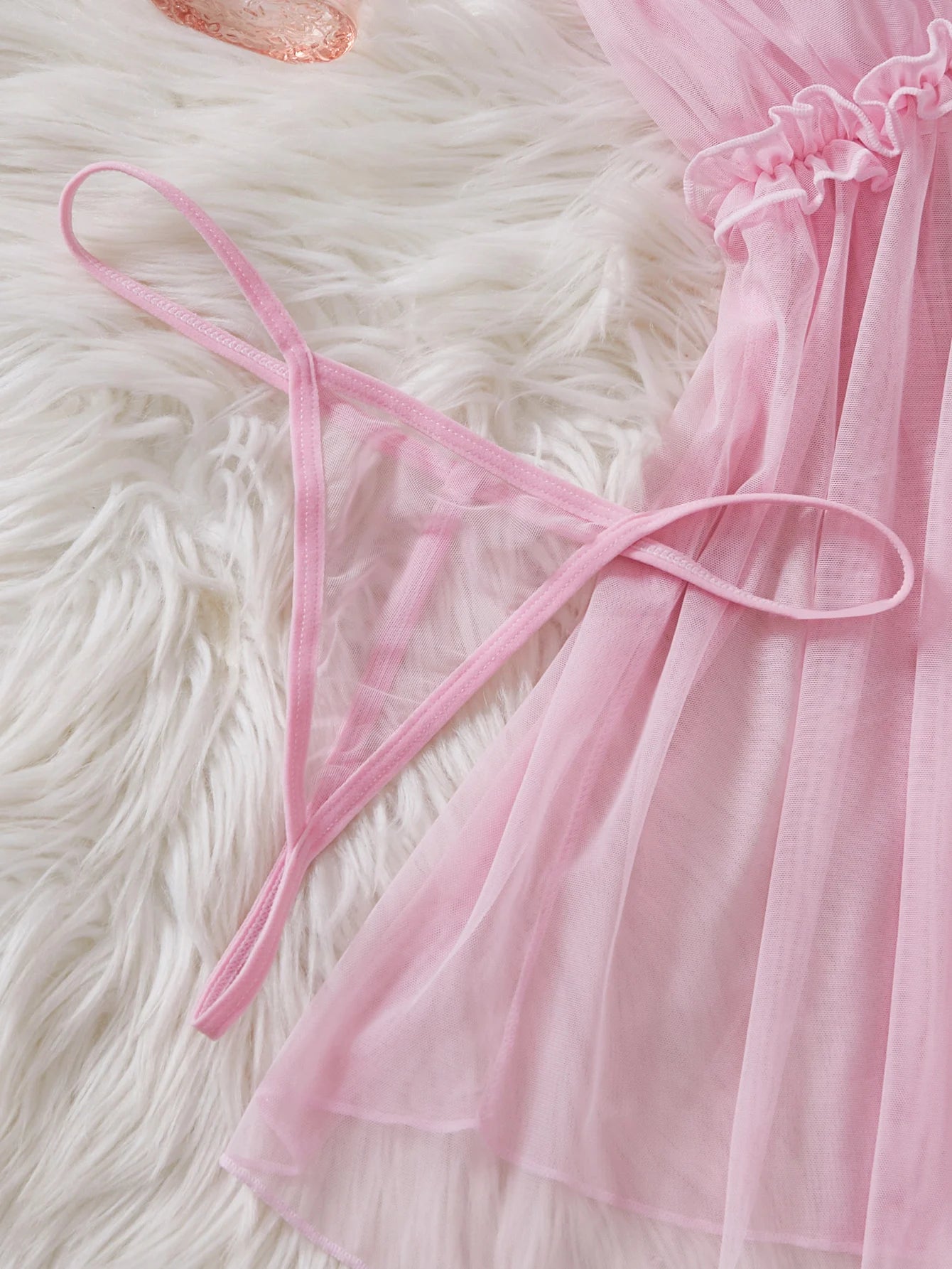 Babydoll Rosa con Encaje y Lazo, Conjunto de Lencería Sexy