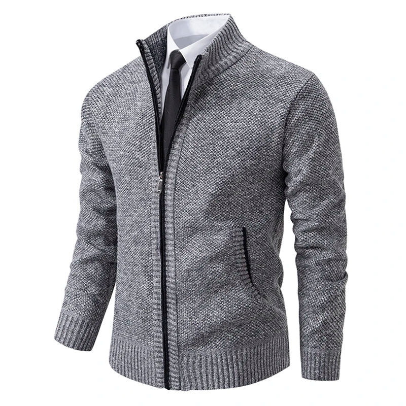 Buzo Cárdigan con Cremallera para Hombre – Cuello Alto y Forro Polar