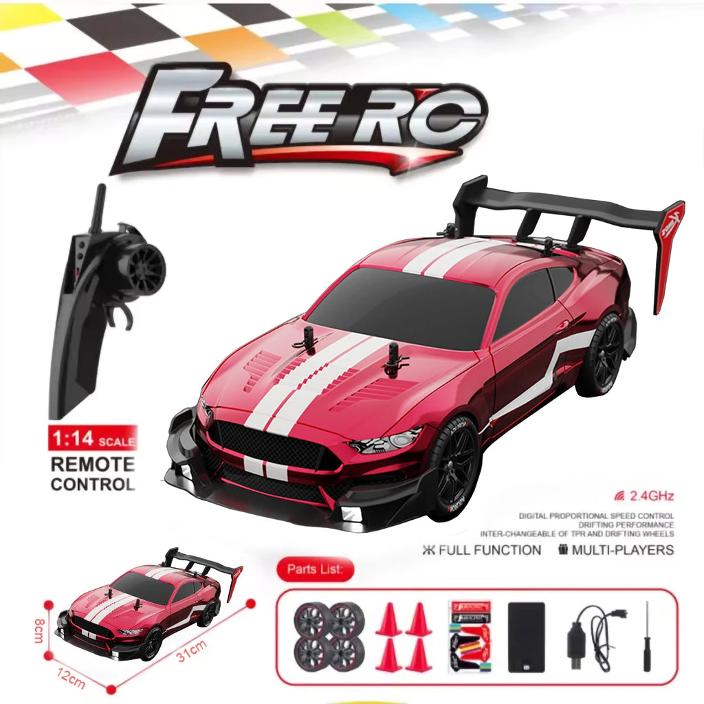 Auto RC Drift Mustang 2.4GHz 4WD Escala 1:14 Alta Velocidad