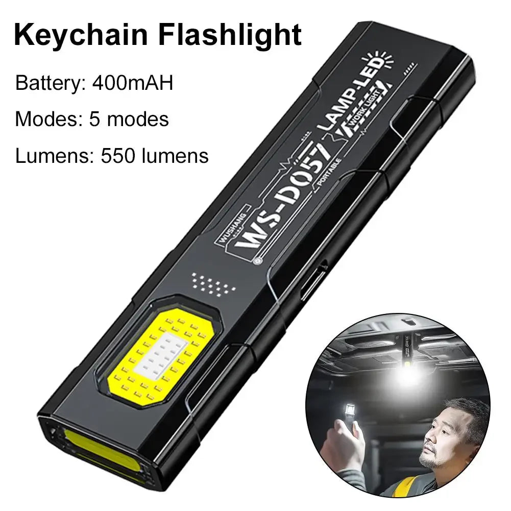 Llavero Linterna LED Mini Recargable Tipo C 550LM Portátil de Bolsillo