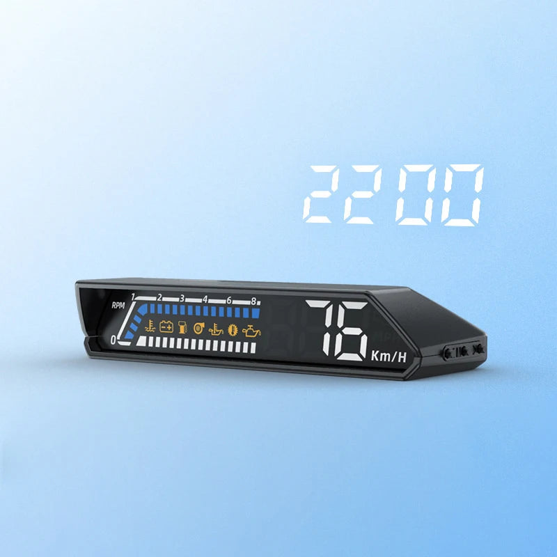 Velocímetro Digital de doble pantalla para coche, velocímetro de conducción HUD ODB, proyector de parabrisas, pantalla frontal de voltaje para vehículos de camión