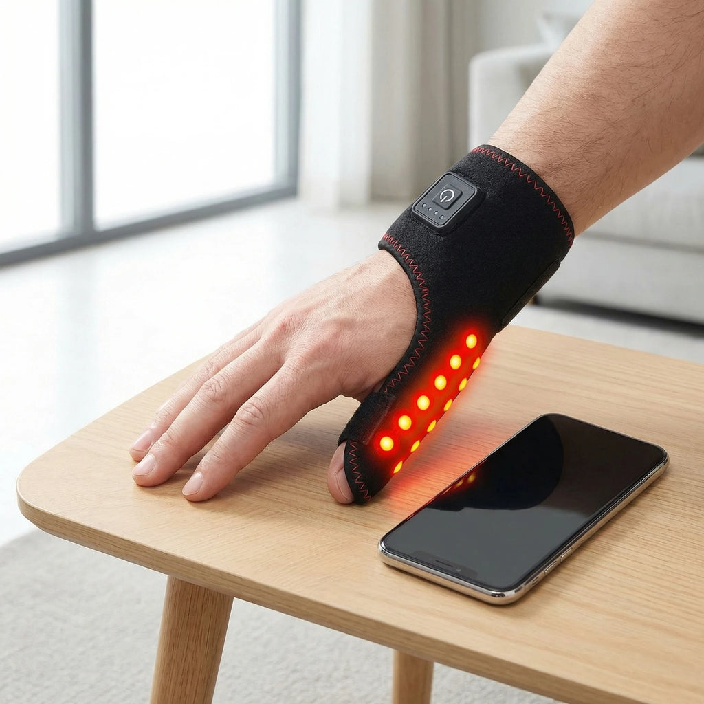 Soporte Térmico para Muñeca y Pulgar con Masajeador Vibratorio, Almohadilla Eléctrica Calefactable para Dedos, Estabilizador de Pulgar para Alivio del Túnel Carpiano