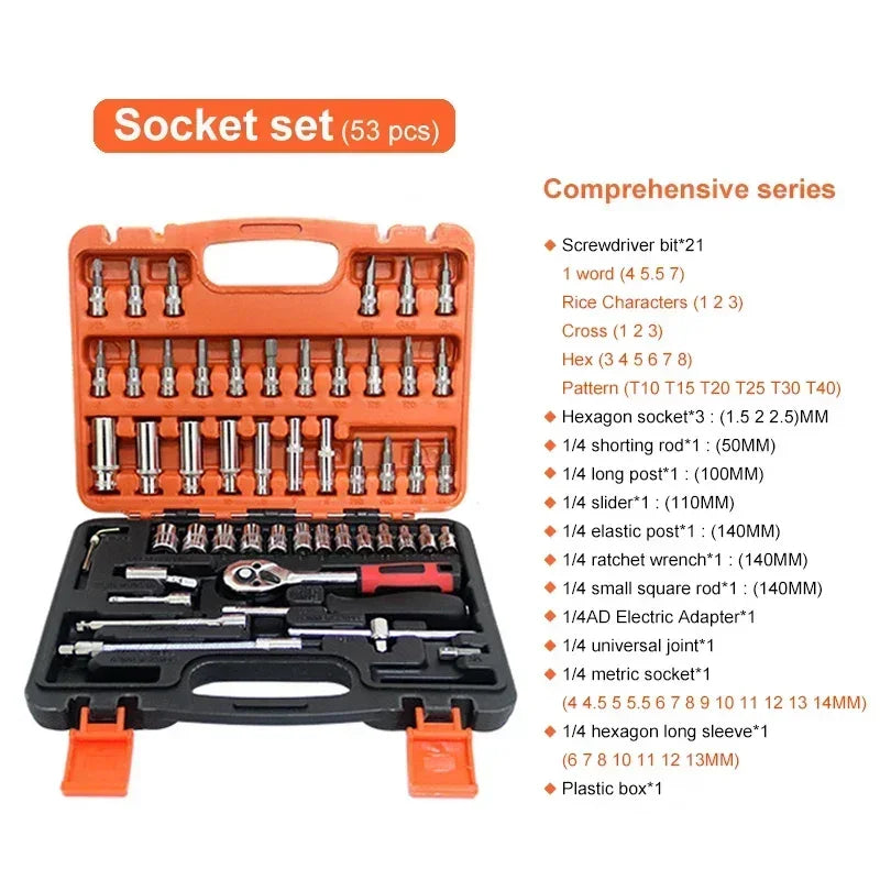 Juego de caja de herramientas para motocicleta, llave de trinquete rápida, 150/46 Uds., broca de grupo, caja de herramientas de grado Industrial, herramientas de reparación de automóviles, mantenimiento de automóviles