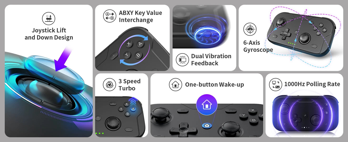 AceGamer-controlador de juego de bolsillo, Joysticks Hall portátiles, mando Bluetooth de 1000Hz para Switch/Switch2/Android/iOS/PC/Steamdeck