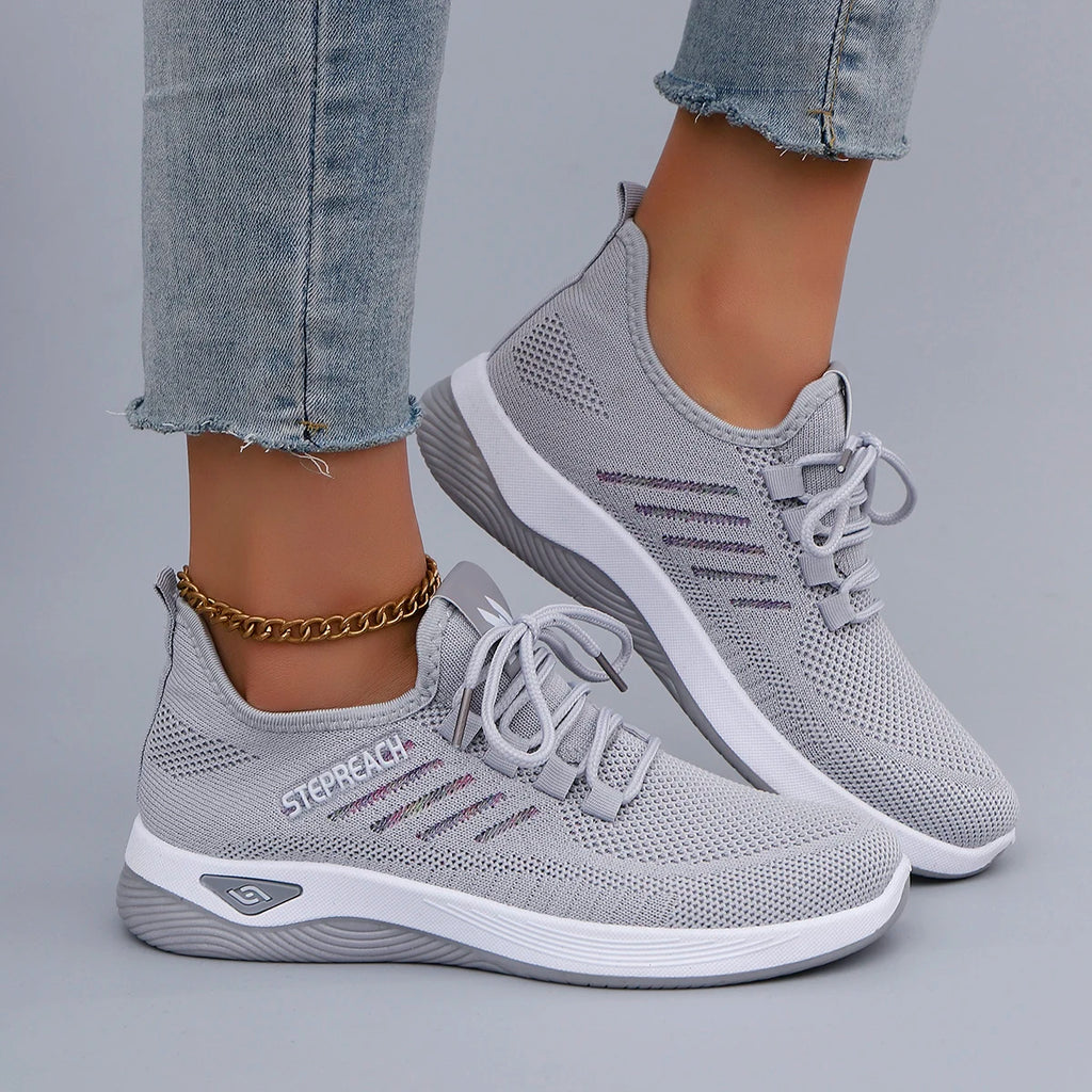 Primavera y otoño nuevos zapatos deportivos informales con cordones para mujer, cómodos, transpirables, ligeros y resistentes al desgaste