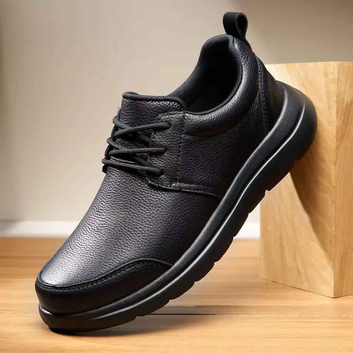 Zapatos informales sin cordones para hombre, zapatillas ligeras y cómodas, color negro, para papá mayor de mediana edad