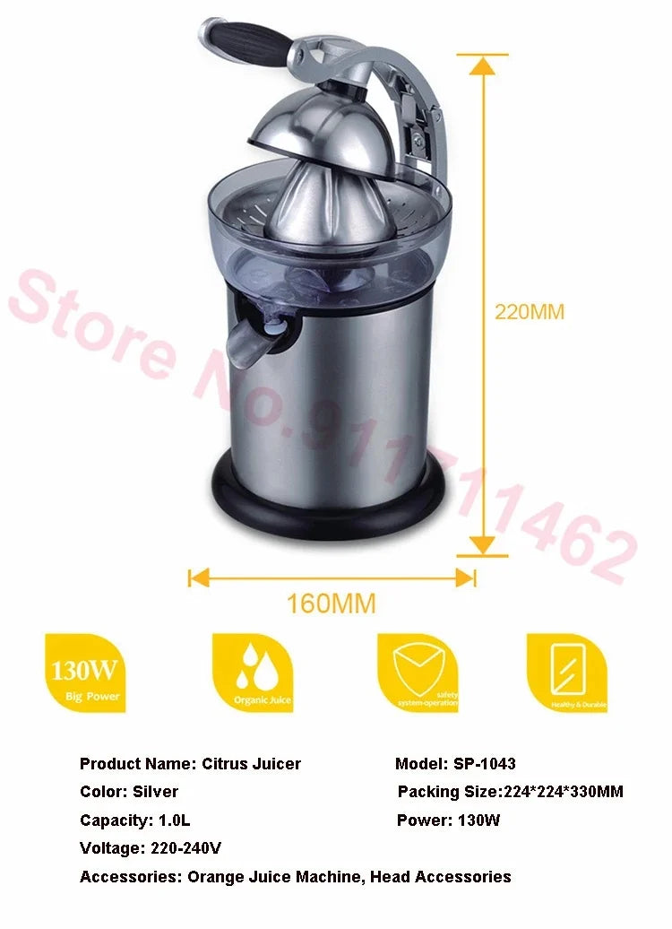 Exprimidor de Cítricos Eléctrico de Acero Inoxidable 220V