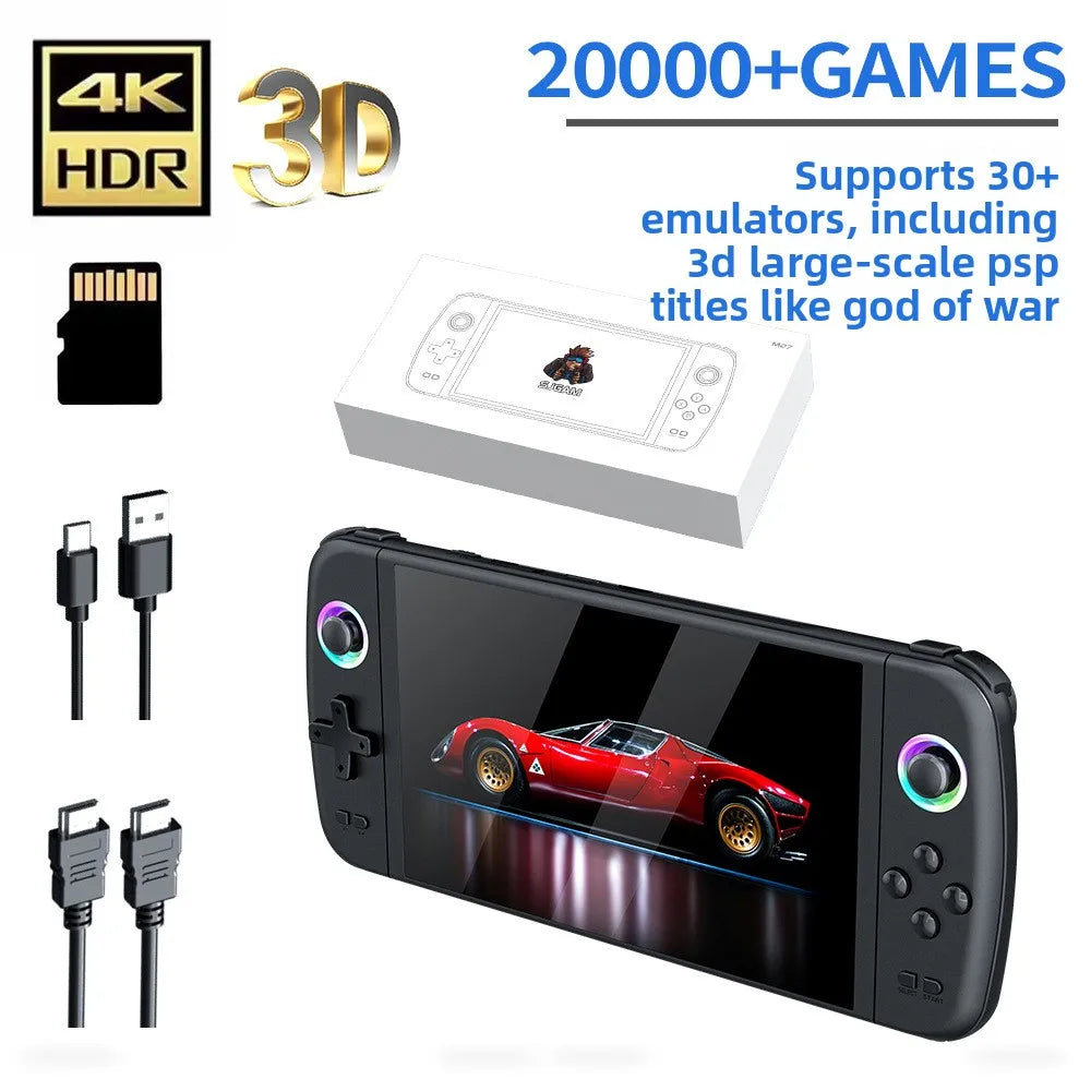 Consola de Juegos Portátil M27, 128G, Más de 30000 Juegos, Pantalla IPS de 7 Pulgadas