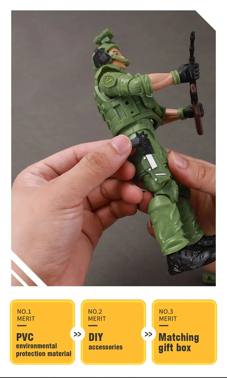 Figura Articulada de Soldado Militar de PVC para Niños