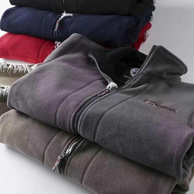 Chaqueta de Polar para Hombre con Cremallera — Abrigo de Otoño e Invierno