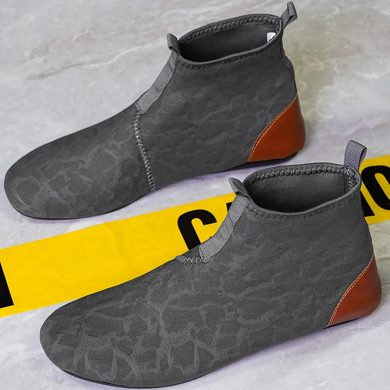 YRZL Mocasines para hombre de malla transpirable, mocasines ligeros de conducción de caña alta, zapatos casuales sin cordones para hombres, zapatos cómodos para caminar